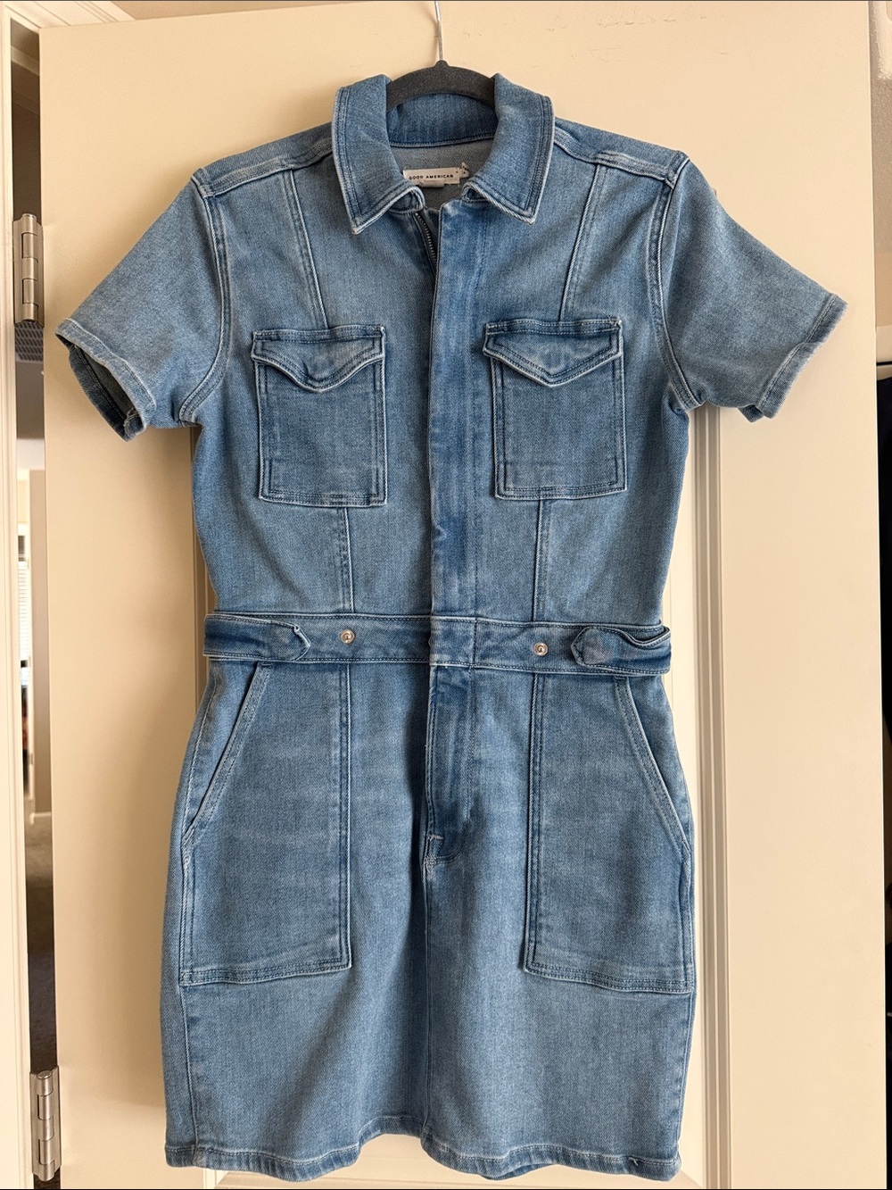 Good American Light Blue Denim Mini Dress